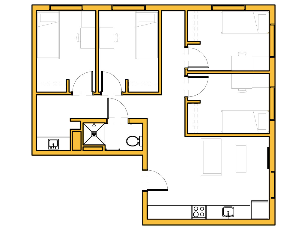 Hawks Landing - corner quad floor plan